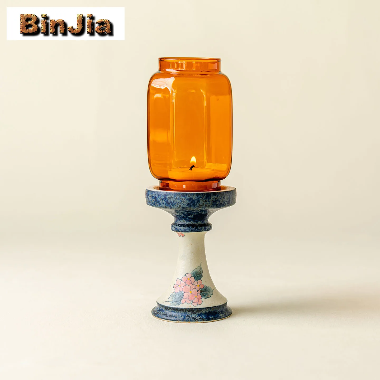 

Glass Hand-painted Hydrangea Candle Holder Traditional Scented Aromatic Candles Candle Lights Teaset Wedding Decoration Craft