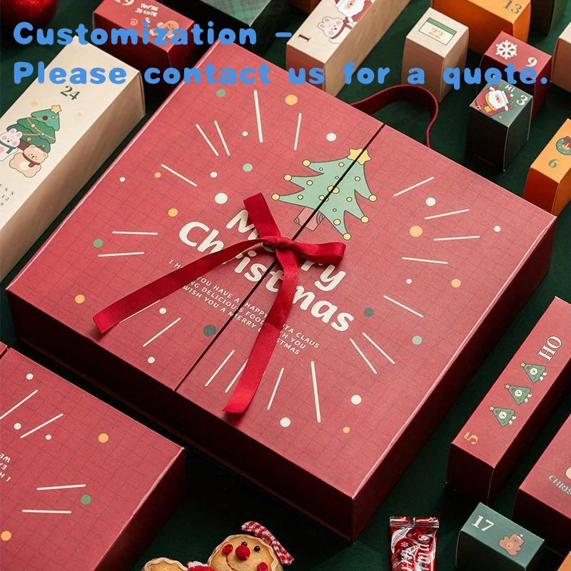 custom.Double-Door Flip Countdown Calendar Box-Border Multiple Drawers Mystery Surprise Boxes Paper Packaging
