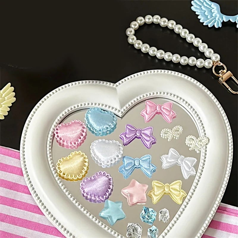 Cubierta de tarjeta de estrella con lazo de ala de dibujos animados, 10 piezas, decoración dulce, horquillas hechas a mano, accesorios de regalo, materiales de costura DIY