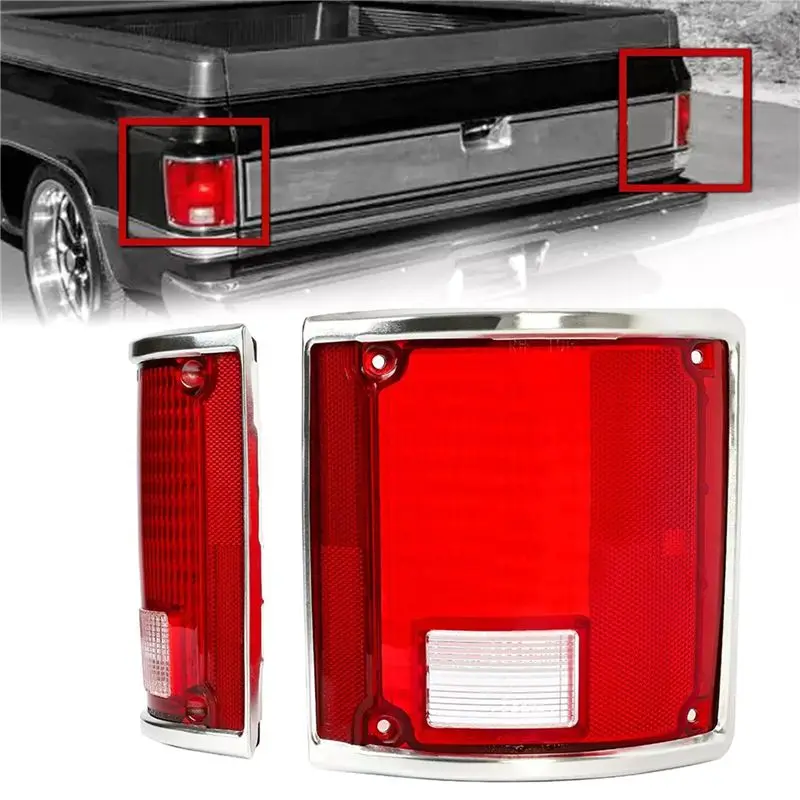 Compact 2X Tail Light Lamp Lens 1Pair Set Taillight 5968329 5968330 For Chevy C10 C20 C30 K10 1973-1991