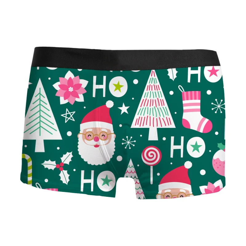 2024 new Christmas fashion intimo da uomo stampa 3D comfort traspirante con boxer a vita media