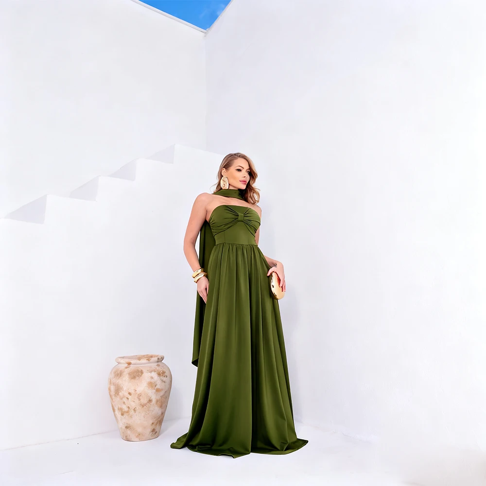 Arya – robe De soirée en Jersey, haute qualité, longueur au sol, sans bretelles, sans manches, ligne a, personnalisée