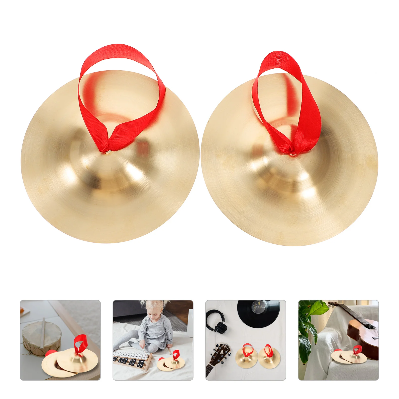 Copper Cymbal Finger Cymbals Percussion Instrument Kids Instruments Mini for Children Tassel Women's