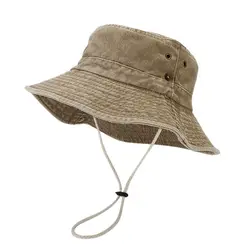 New Fashion Summer Large Wide Brim Bucket Hat Cowboy Men Outdoor Fishing Hiking Beach Hats Mesh Breathable Anti UV Sun Cap