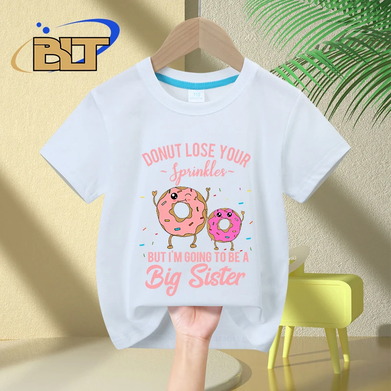 I'm Going to be a Big Sister Mom Pregnancy Announcement Kids T-Shirt Children's Cotton Short-Sleeved Girls Top