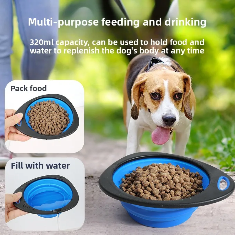 

2025 New 320ml Folding With Pet Bowl Portable Travel Dog Convenient Cat bowl Non-deformable Folding Bowl