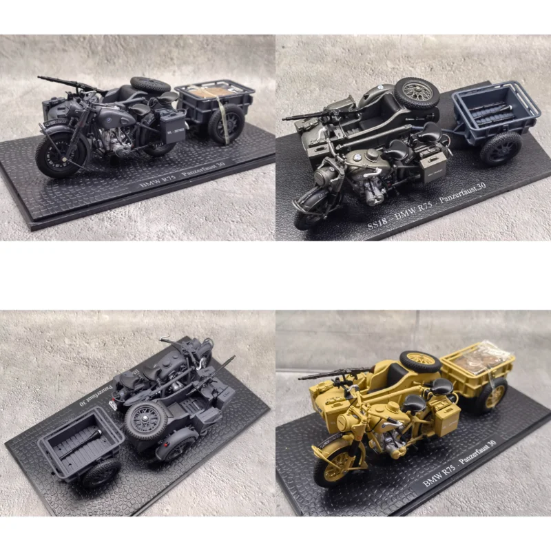 

Diecast ATLAS 1/24 Scale World War II German R75 Three-wheeled Motorcycle Tekken Changjiang 750 Alloy Car Model Collectible Toy