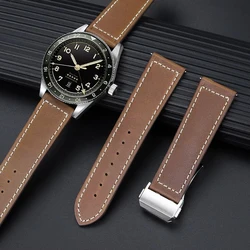 22mm Cowhide Watch Strap for Longines Pioneer Multi Time Zone L3.812 L3.82.4 Series Breitling Huawei GT3 GT4 46mm Men Wristband
