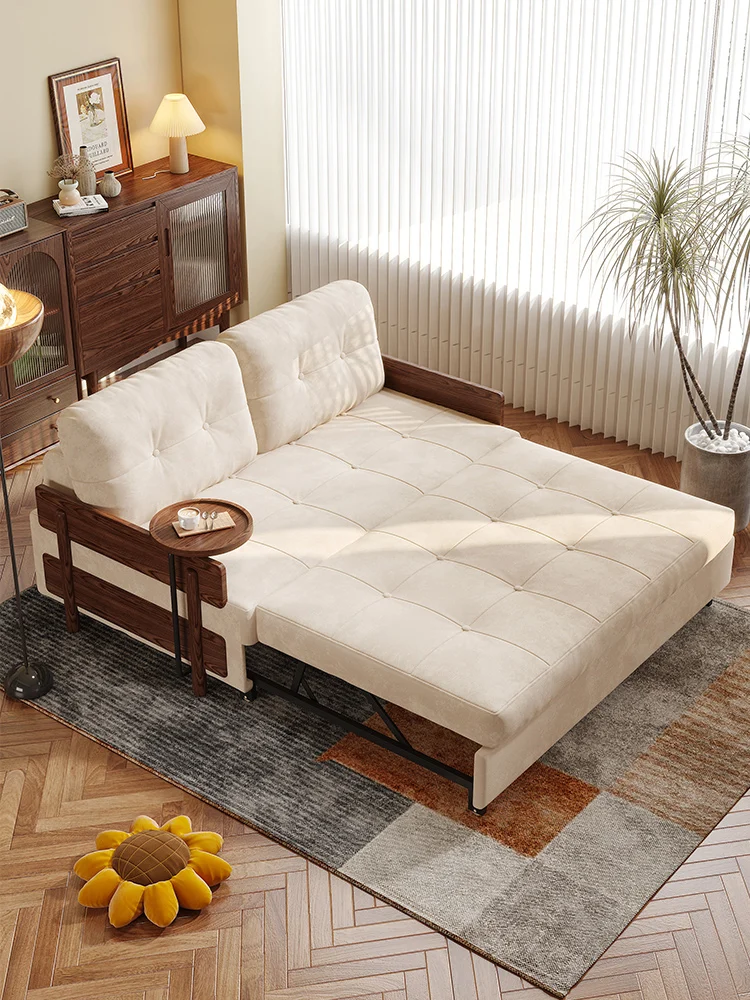 Double-purpose retractable small apartment with creamy sofa bed