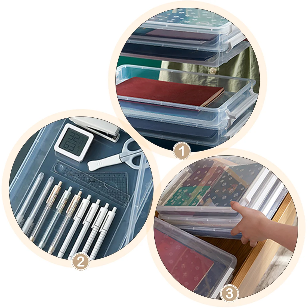

Storage Box Paper Organizer Transparent File Container Desk PP Material Office Boxes Organiser Case Certificate