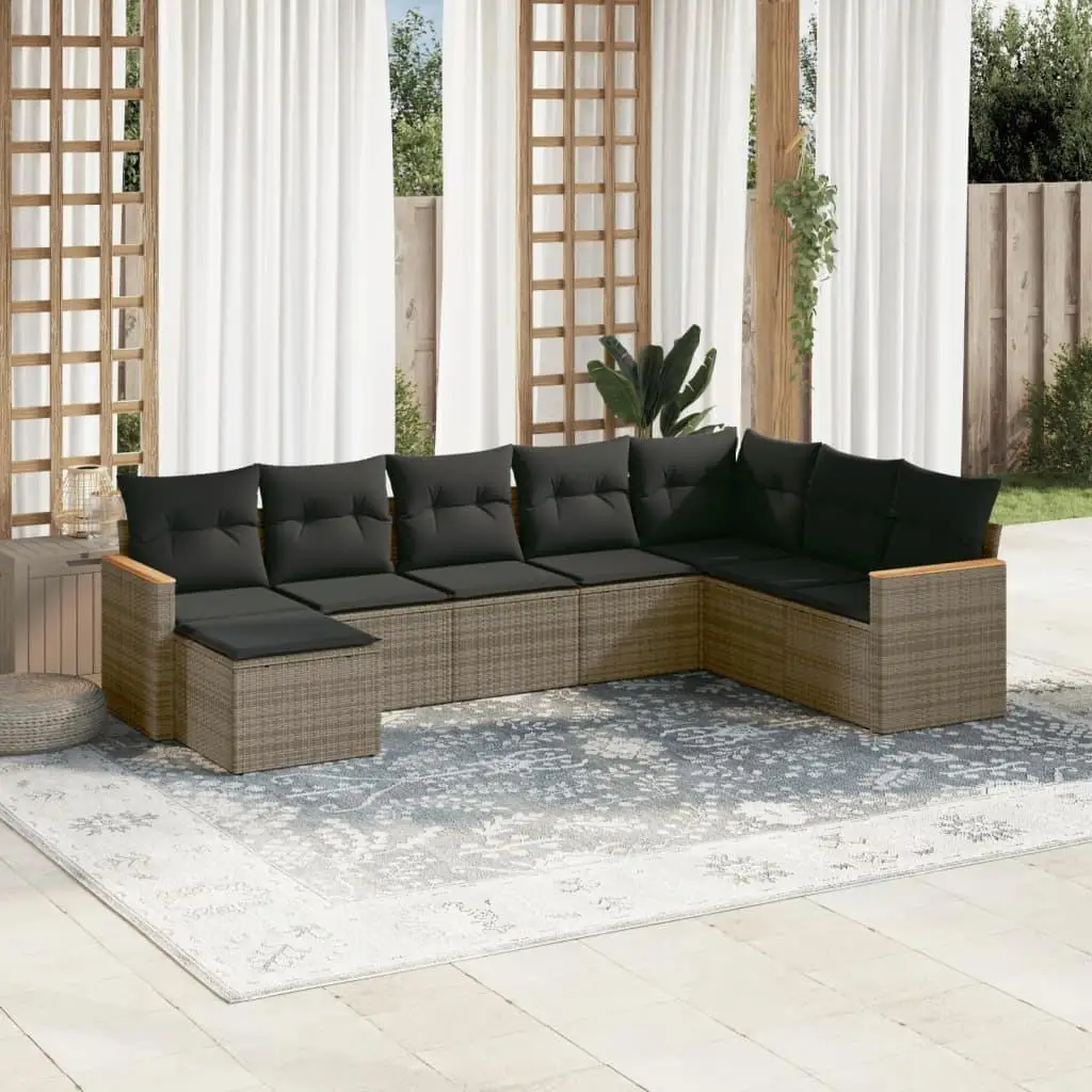 

Modular Grey PE Rattan Garden Sofa Set Outdoor Large Seating Area Living Room Furniture