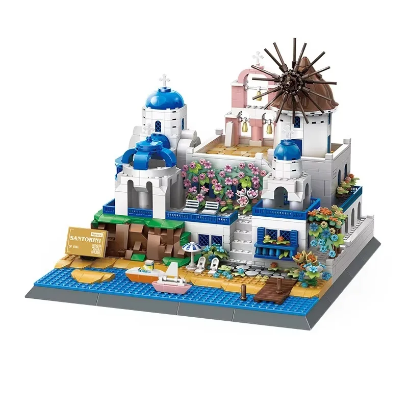 

1372pcs Greek Santorini Island Street View Building Blocks MOC NO.6230 Model Assembly Toy Creative Gift for Girls Decorative Orn