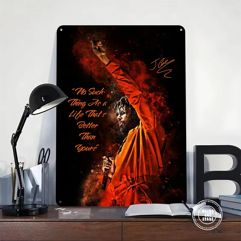 J. Cole Personalized 3D Textured Metal Poster Wall Art Vintage Tin Signs for Luxury Decoration Home Decor Ornaments Wand Deko