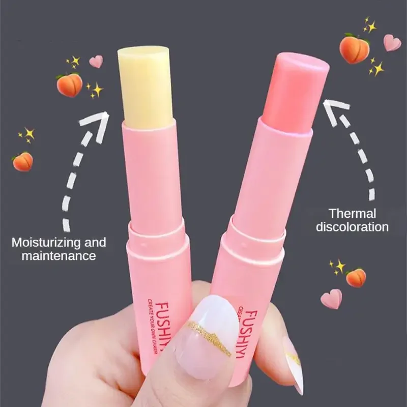 Temperature Color Changing Lipstick Peach Lip Balm Moisturizing Nourishing Long Lasting Removing Lip Wrinkles Makeup Lip Care