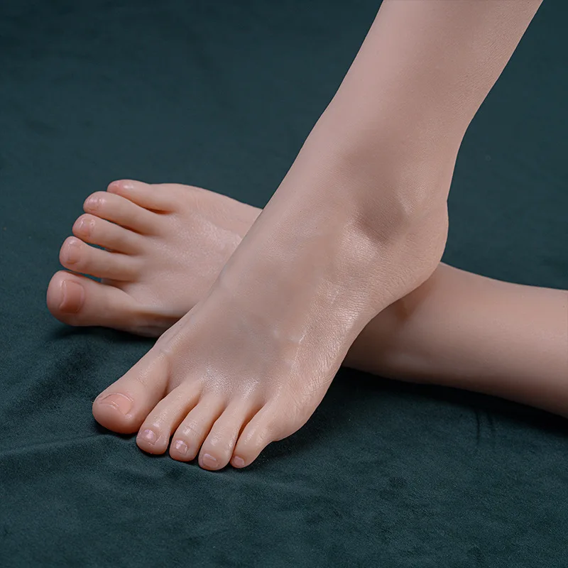 Simulation Silicone Foot Model Mannequin Female Fake Nail Practice Women Feet Fetish For Footjob Shoes Jewelry Display ZH3721