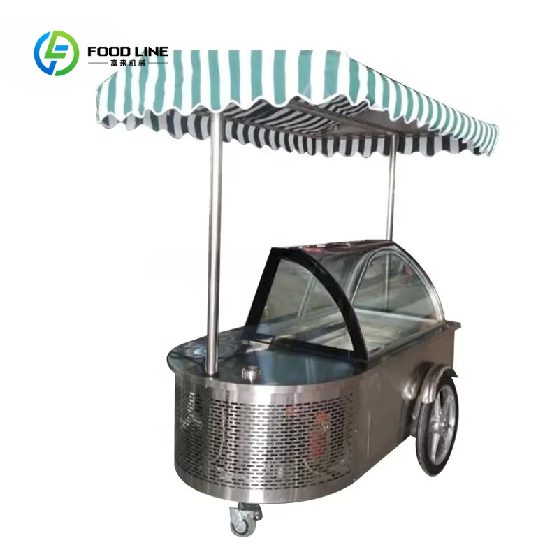 Customized High Performance Ice Cream Food Cart / Mobile Cart Ice Cream / Push Cart Ice Cream
