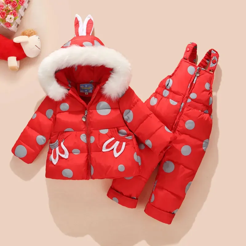 

Kids Down Coat Autumn Winter Baby Parka Children Warm Infantil Snowsuit Girls Boys Outerwear Thick Coat+Pant Clothing 1-3 Years