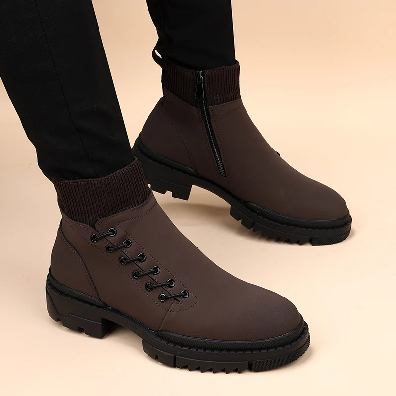 

Мужские модные ботинки на платформе в стиле панк-рок, черные, коричневые туфли из натуральной кожи, ковбойские весенне-осенние дизайнерские ботинки, крутые мужские ботильоны