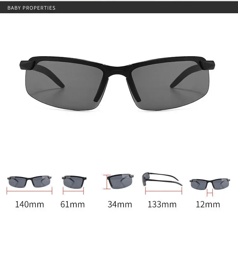 Nachtsichtbrille Herren Anti-Glare Fahren Halbrahmen Sonnenbrille für Fahrer Outdoor Sportbrille Damen Tag- und Nachtbrille – Detail 4