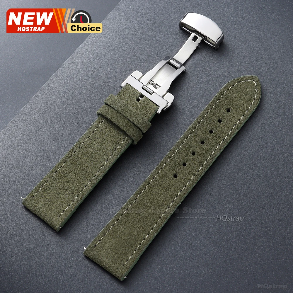 Butterfly Clasp Suede Strap for Omega Watch Band