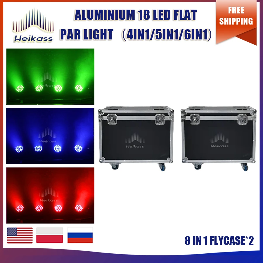 

No Tax 2Pcs Flycases For 18x12w 4in1 RGBWA UV/RGBW Dyeing Par Lights Wireless Led Par Light RGBW 4in1 Flat Par Light Wall Washer