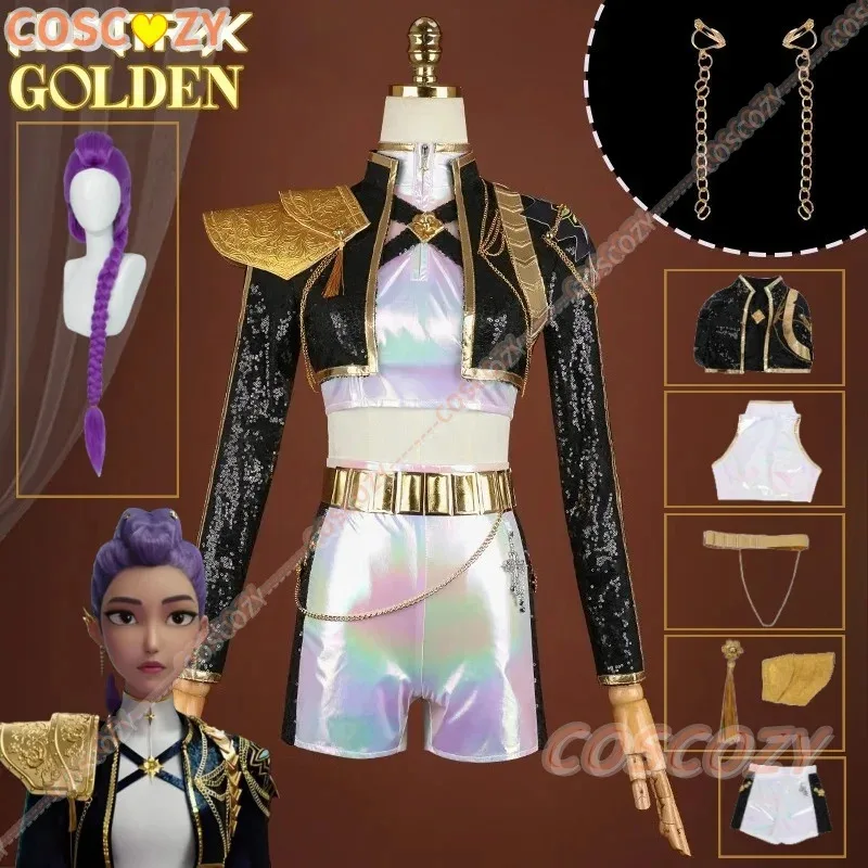 

KPOP Huntrix Rumi аниме фильм косплей костюм парик KPop униформа охотников на демонов Хэллоуин карнавальный реквизит для вечеринки для женщин и девочек