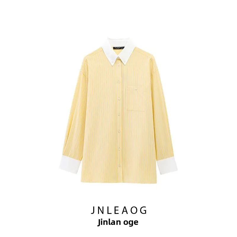 Csa de Aodão trada de Manga Longa Solta para Mulheres, Estilo Novo de Outono, Fibra de Poliéster, Corte Reto, Proteçã...