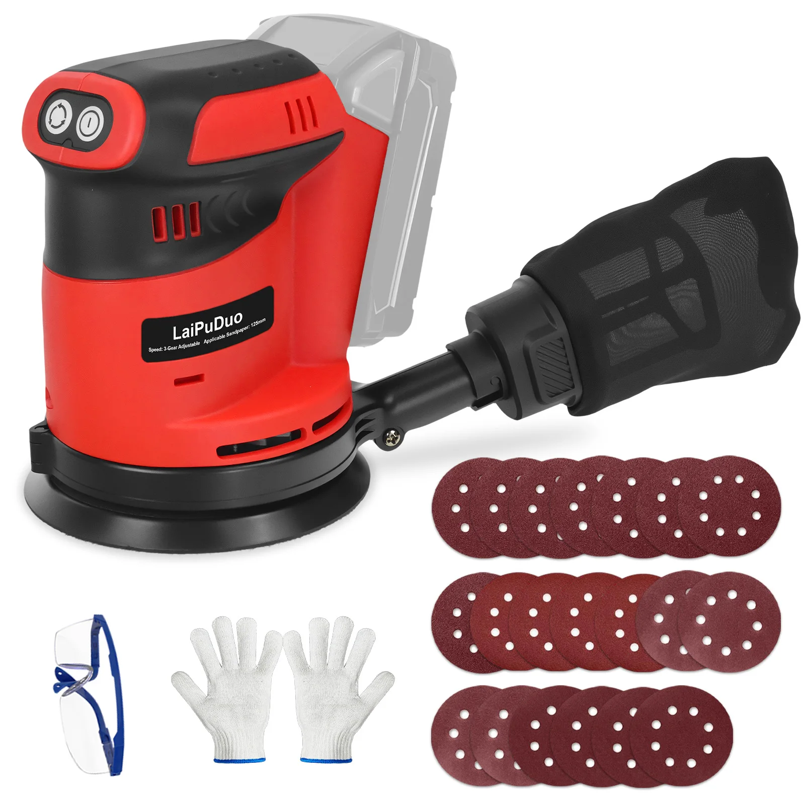 

Электрическая эксцентриковая шлифовальная машина 125 мм с 3 скоростями, для обработки дерева, совместимая с аккумулятором Milwaukee 18В