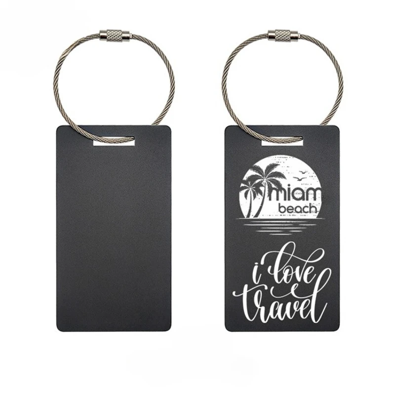 Custom Name Number Aluminum Alloy Luggage Label Keyring Personalize Text Metal Aviation Keychain Laser Tag Key Chain Ring Holder