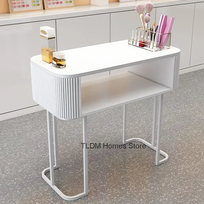 Simple Professional Nail Table Modern Luxury Nail Artist Manicure Table Wooden Storage Mesa De Manicure Salon Furniture KMNT