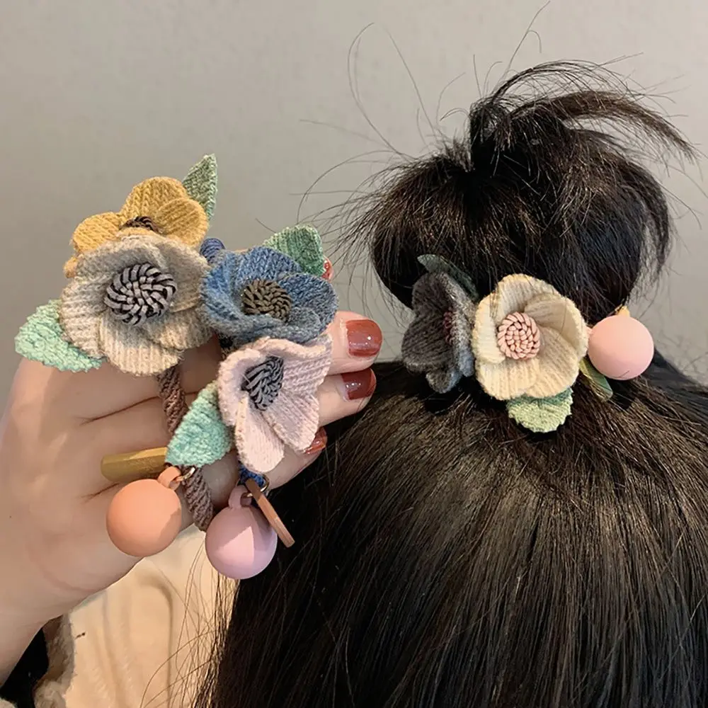 

Fashion New Girls Flowers Knitting Wool Hair Bands Headband Scrunchie Rubber Band