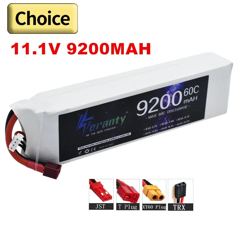 

TERANTY 11.1V 3S 9200MAH 60C For Remote Control Car FPV Drones Quadcopter Boat Deans T TRX XT60 XT90 Connector 3S Batteries