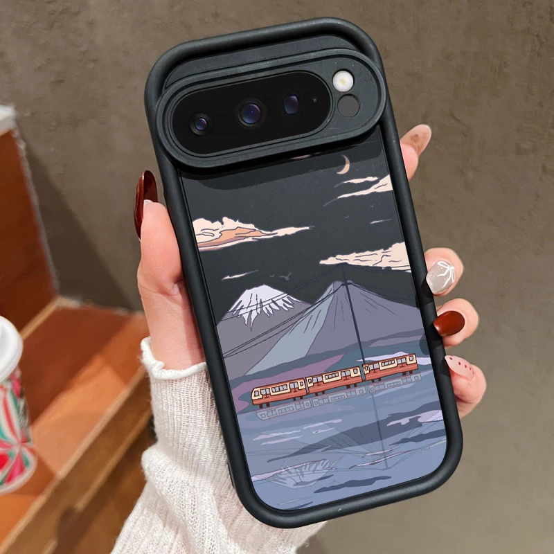 Einfarbige TPU-Hülle mit Landschaftsmuster für Google Pixel 10 8 7 Pro 8A Pixel 9 Pro XL, stoßfeste weiche Silikon-Schutzhülle – Detail 13