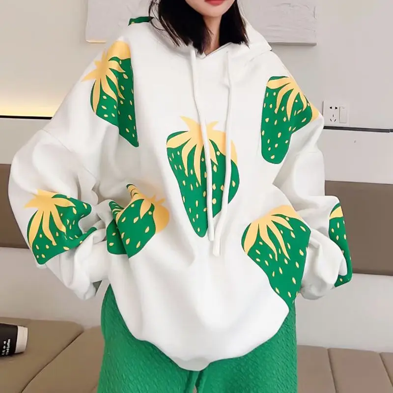 Lange mouw bedrukte vrouwelijke capuchon top jaren 90 vintage hoge kwaliteit Koreaanse kleding jaren 2000 casual Kpop Emo dames hoodies sweatshirts