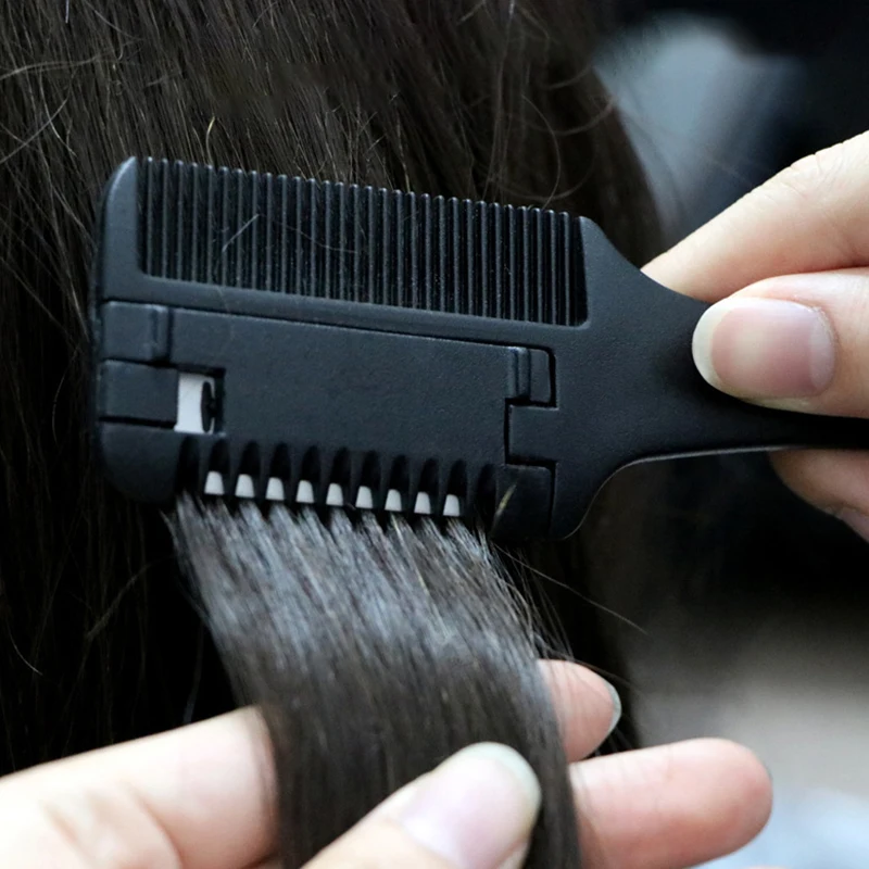 Peine de corte de pelo con cuchillas de afeitar, herramientas de estilismo para barbería, 1 unidad