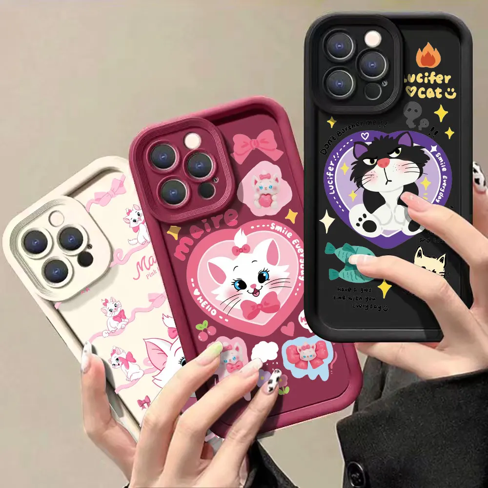 Disney Marie Cat Couple Phone Case For VIVO V30 V30E V29 V27 V27E V25 V25E V23 V23E V20 X100 X90 X80 X70 X60 PRO 5G Liquid Cover