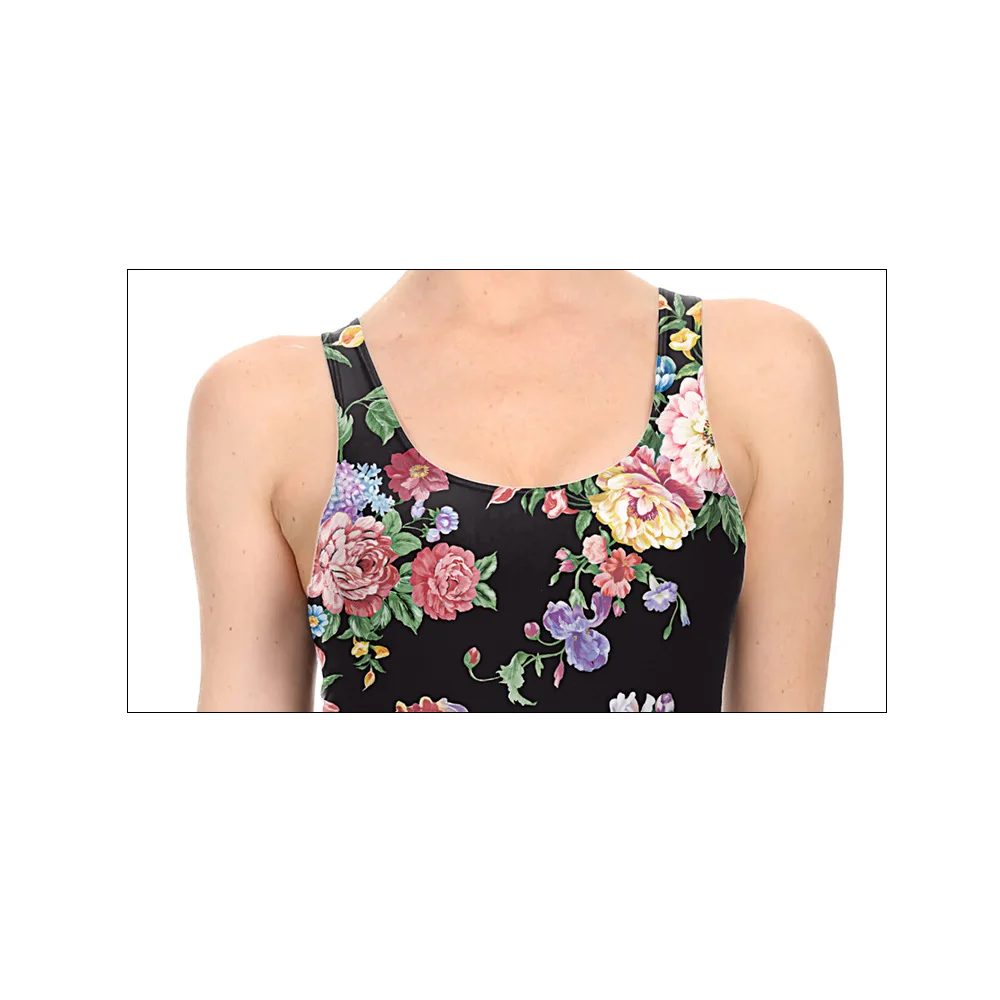 Custom Your Design Women Short Skirt Sublimation Printing No Fade Female Black Flowers Printed Dress