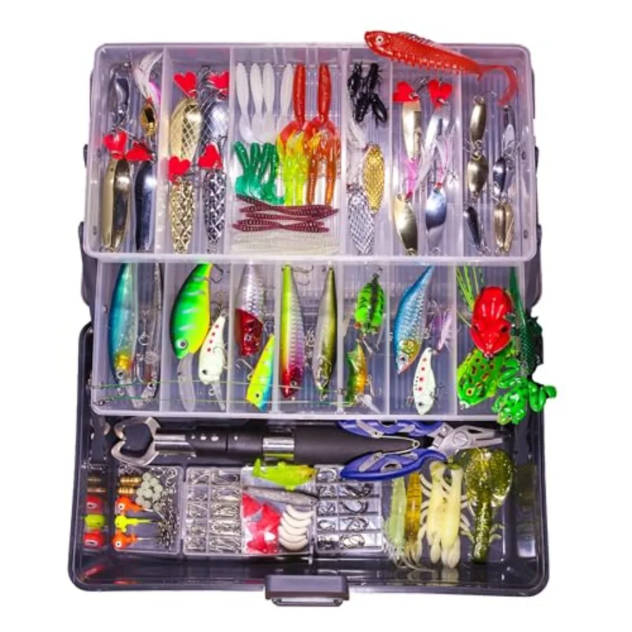 

Fishing Lures Freshwater Bait Tackle kit.crankbaits Soft Lures Jigs Spoons and More Fishing Gear Set.Suitable for Bass Trout Sa