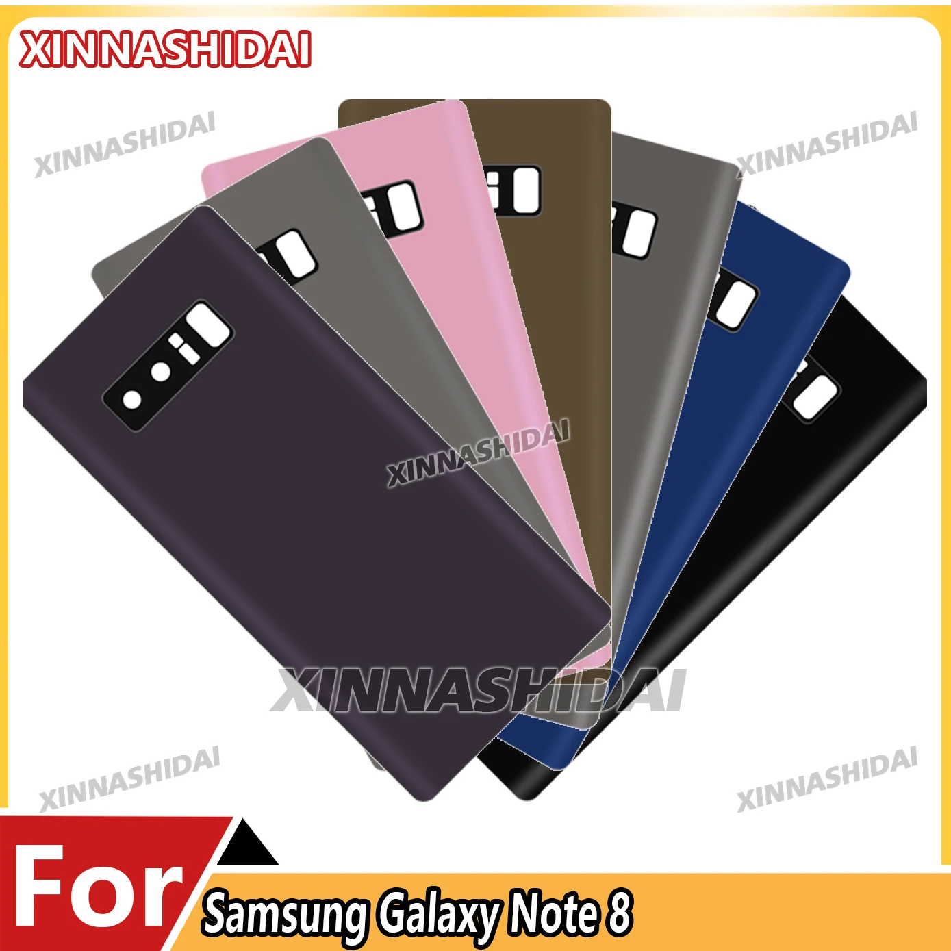 Cubierta trasera de batería LCD para Samsung Galaxy Note 8, cubierta trasera de batería, Panel de vidrio, puerta trasera, funda carcasa de batería, reemplazo adhesivo