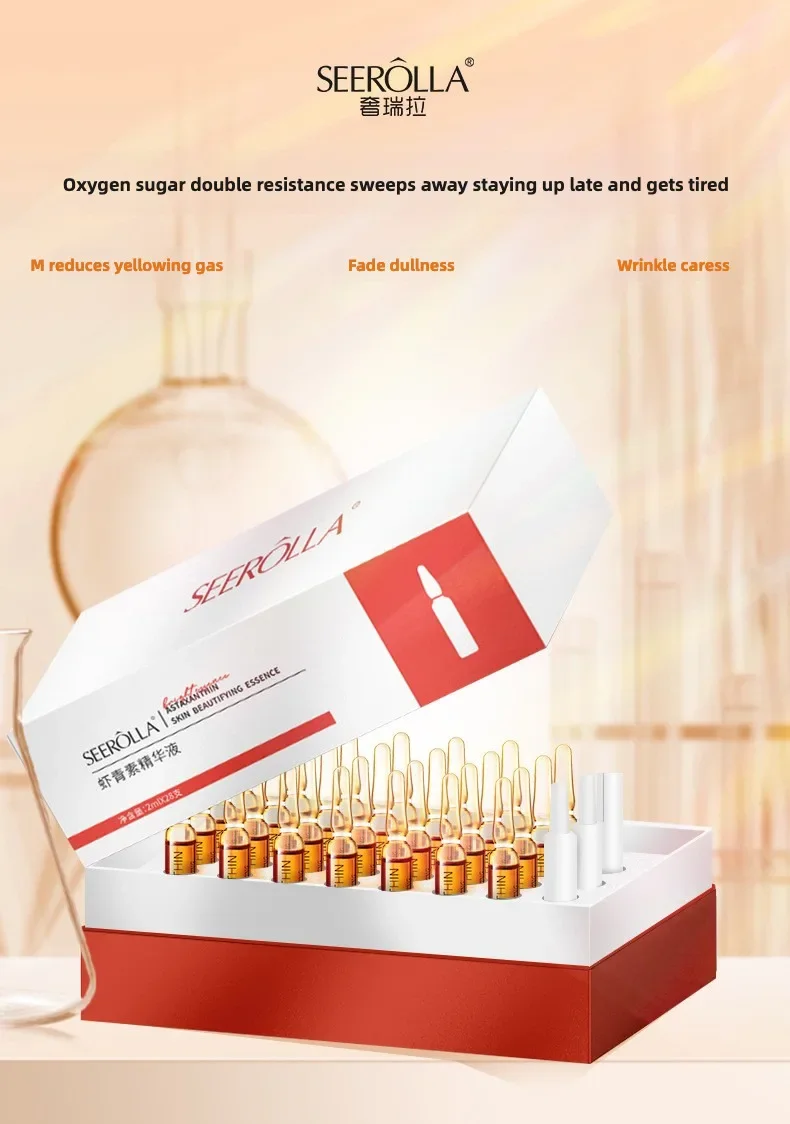 

Astaxanthin Anti Wrinkle Facial Ampoules Sets Remove Dark Spots Melanin Brighten Shrink Pores Moisturizing Fade Fine Lines 28pcs