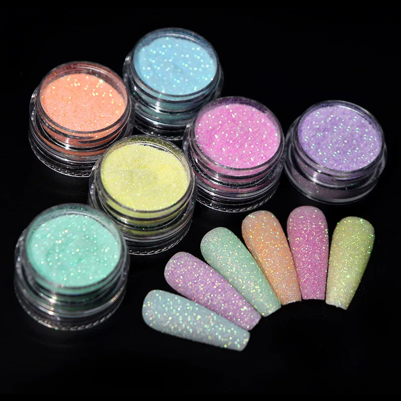 

6 Colors Dipping Powder Nails Set Neon Pigment Glitter Powder For Nails Candy Color Nail Decoration DIY Manicure Art Accessories