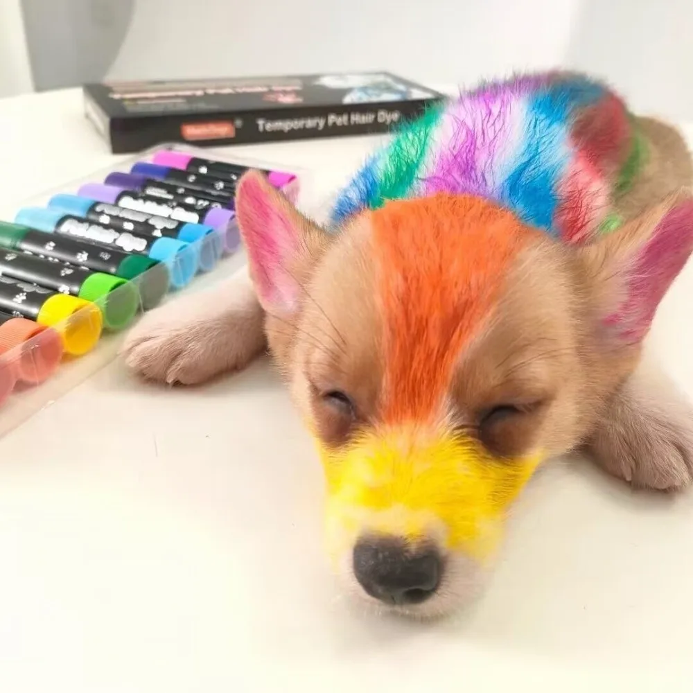 

Colorful 12 Colors Pet Hair Dye Stick Washable Non-Toxic Dog Hair Dye Water Soluble Disposable Animal Marker Pet Grooming