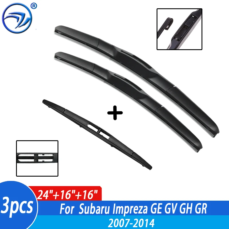 Wiper Front & Rear Wiper Blades Set For Subaru Impreza GE GV GH GR 2007 08 09 10-2014 Windshield Windscreen Window 24