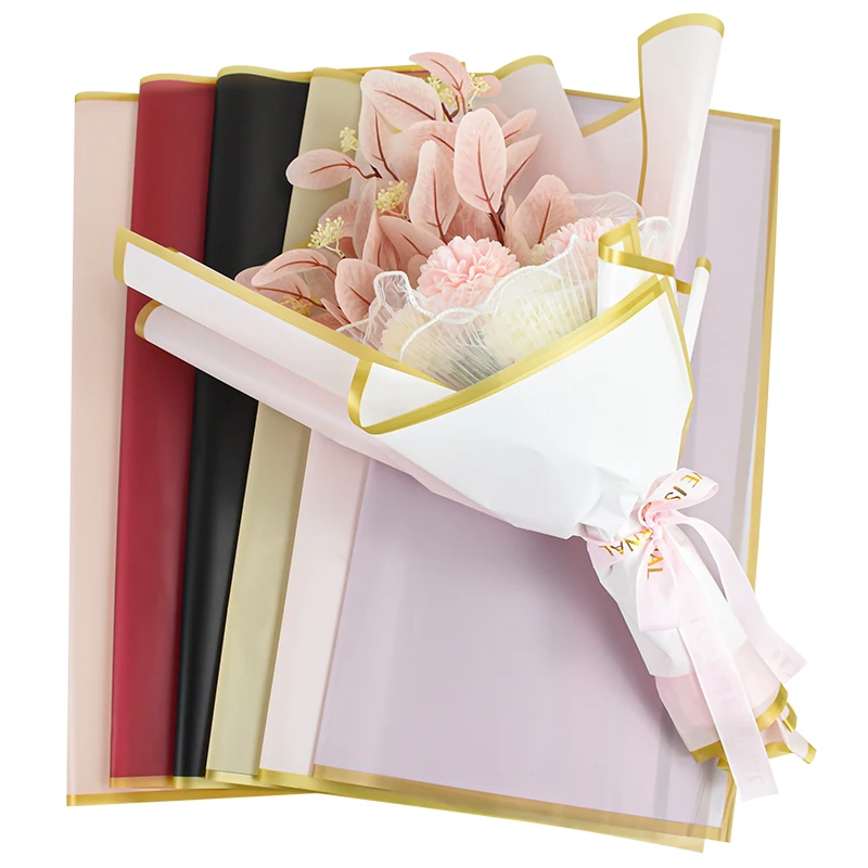 

5Pcs Solid Color Border Flower Wrapping Paper Waterproof DIY Handmade Bouquet Gift Packaging Paper Decorative Paper