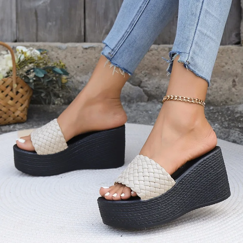 Wedges Slippers for Women Platform Sandals Woman Summer Chunky Platform Wedge Heels Sandals Woman Light Thick Sole Beach Shoes