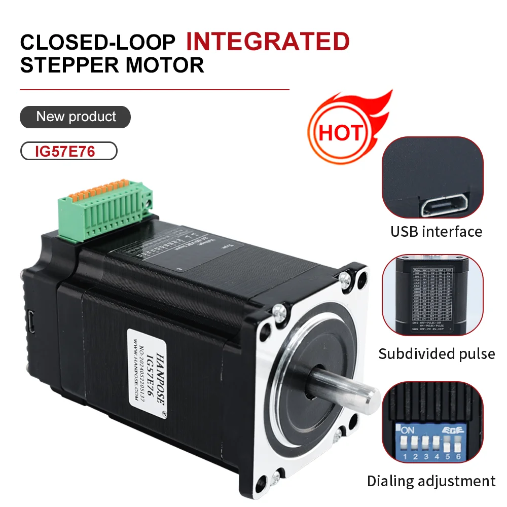 

2.8A 1.89N.M IG57E76 MENA23 Integrated closed-loop stepper drive Industrial automation, medical technology, robotics technology