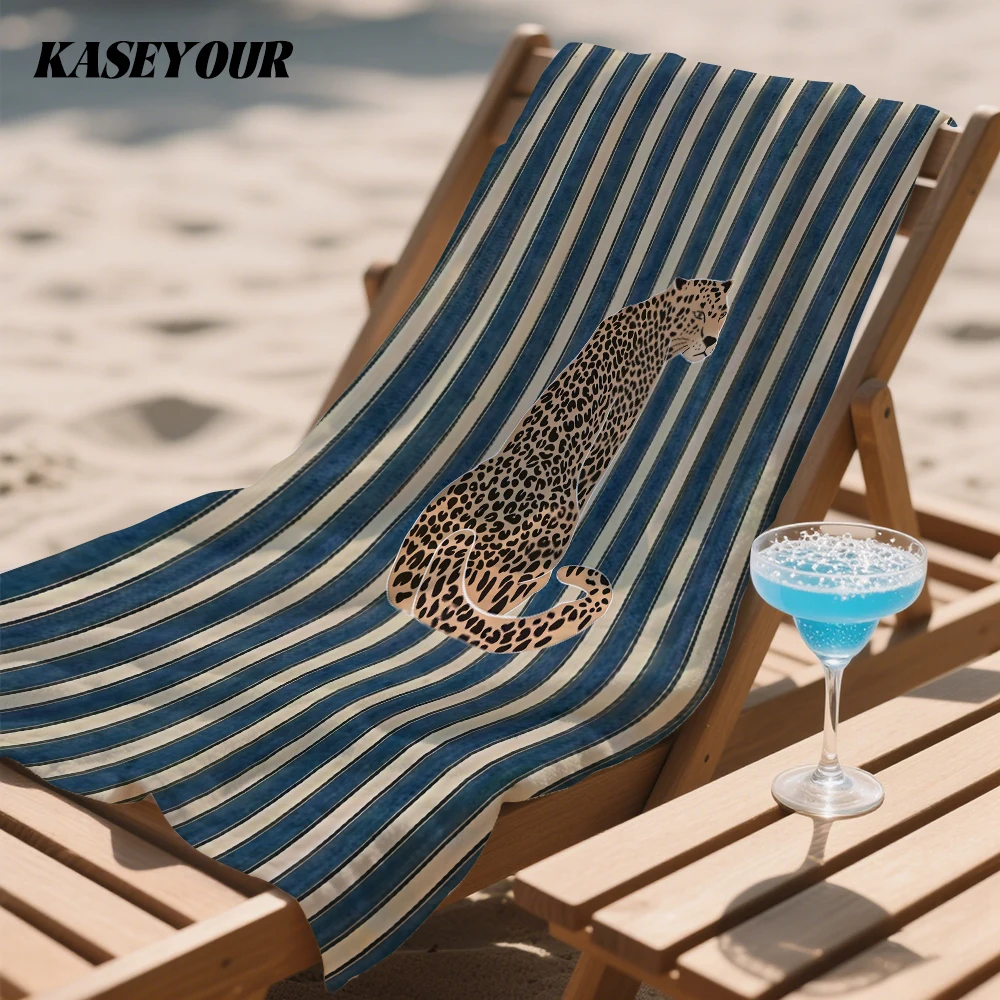 Leopard Striped Backdrop Oversized Microfiber Beach Towel Sand Proof Quick Dry Absorbent for Swimming Pool Travel Camping