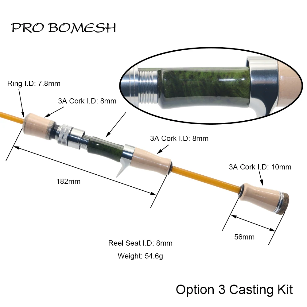 Pro Bomesh Holz Spinning Casting Reel Sitz Split 3A Kork Griff Kit DIY Forelle Angelrute Gebäude Komponente Reparatur Zubehör – Detail 15