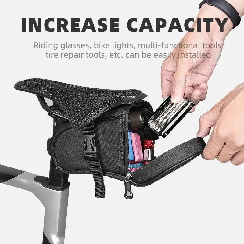 

ESLNF Rainproof Bike Saddle Reflective MTB Road Bicycle Small Storage Cycling Seat Tail Rear Tool Pouch Bag
