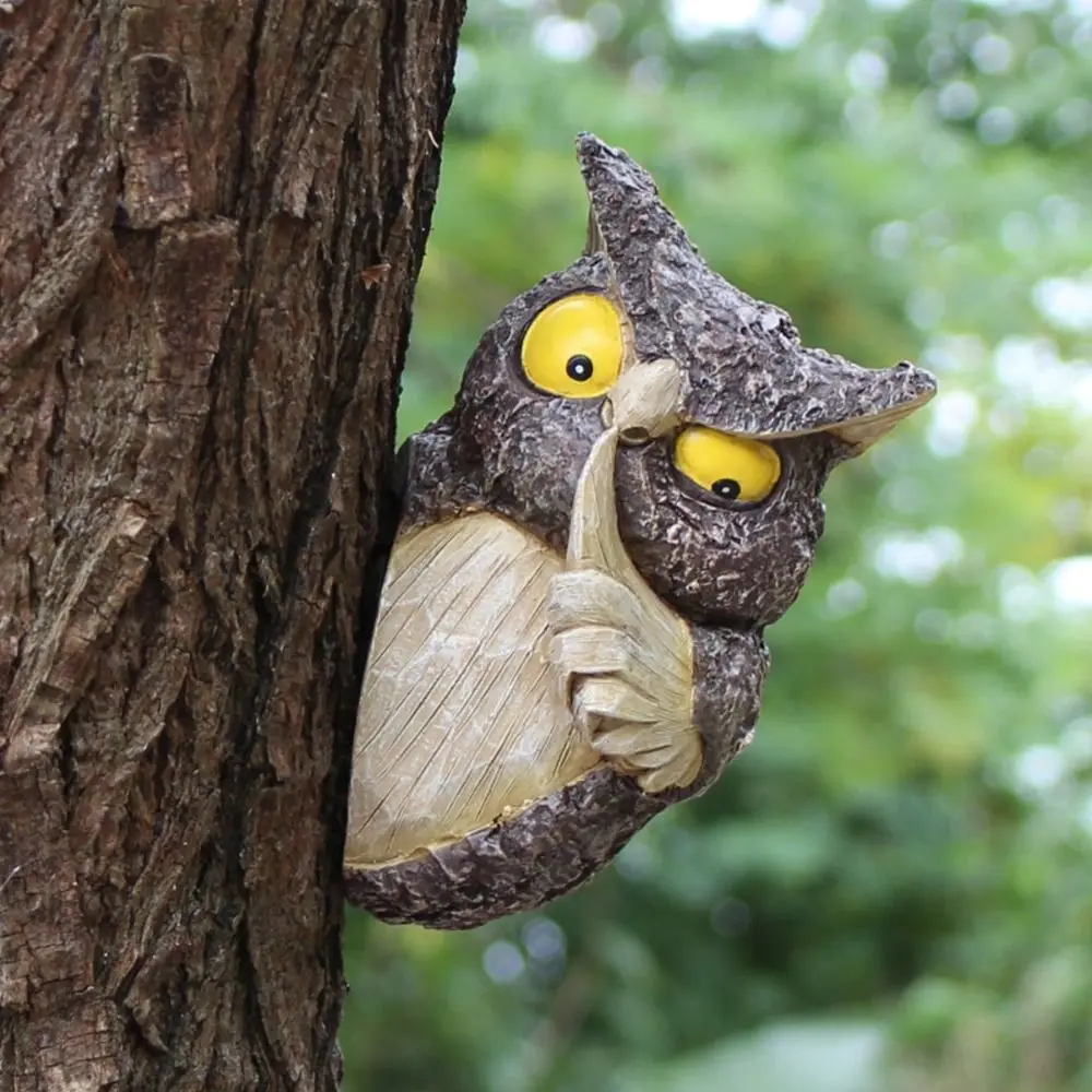 

Creative Resin Owl Tree Hanging Simulated Personified Tree Decorations Pendant Cute Waterproof Animal Ornaments Statue Outdoor